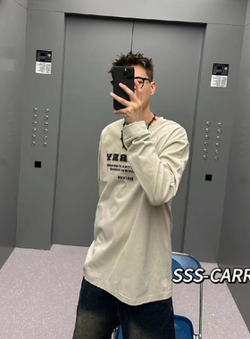 SC春秋绒面发泡印花圆领休闲长袖T恤内搭单穿打底衫AS-8010