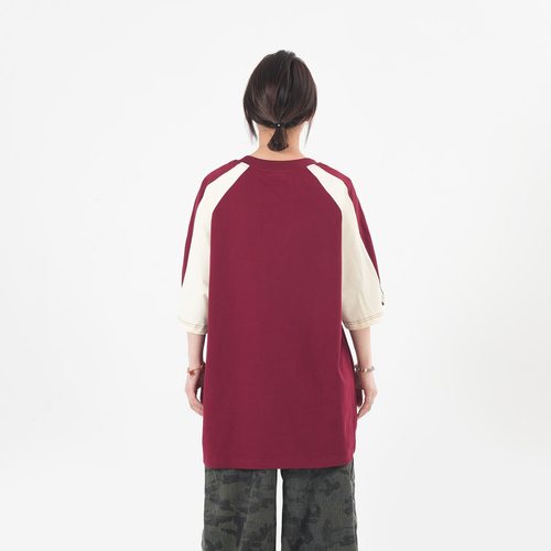 SC夏季美式字母印花纯棉300gT恤百搭透气吸汗圆领拼色短袖KS-6023