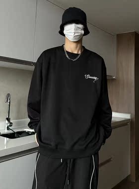 SC春秋潮牌380g字母刺绣休闲宽松百搭情侣上衣圆领卫衣AS-8042