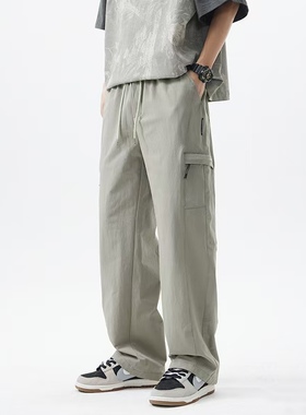 阿叔春季日系简约裤子百搭ins潮百搭宽松直筒休闲裤ADD-1600