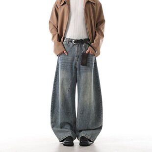 潮款 春秋美式 结构拼接弯刀裤 百搭宽松高街牛仔裤 049 GD系列