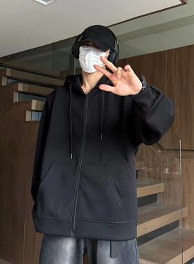 SC春秋重磅500g结构假两件百搭休闲情侣开衫连帽卫衣外套GK-032