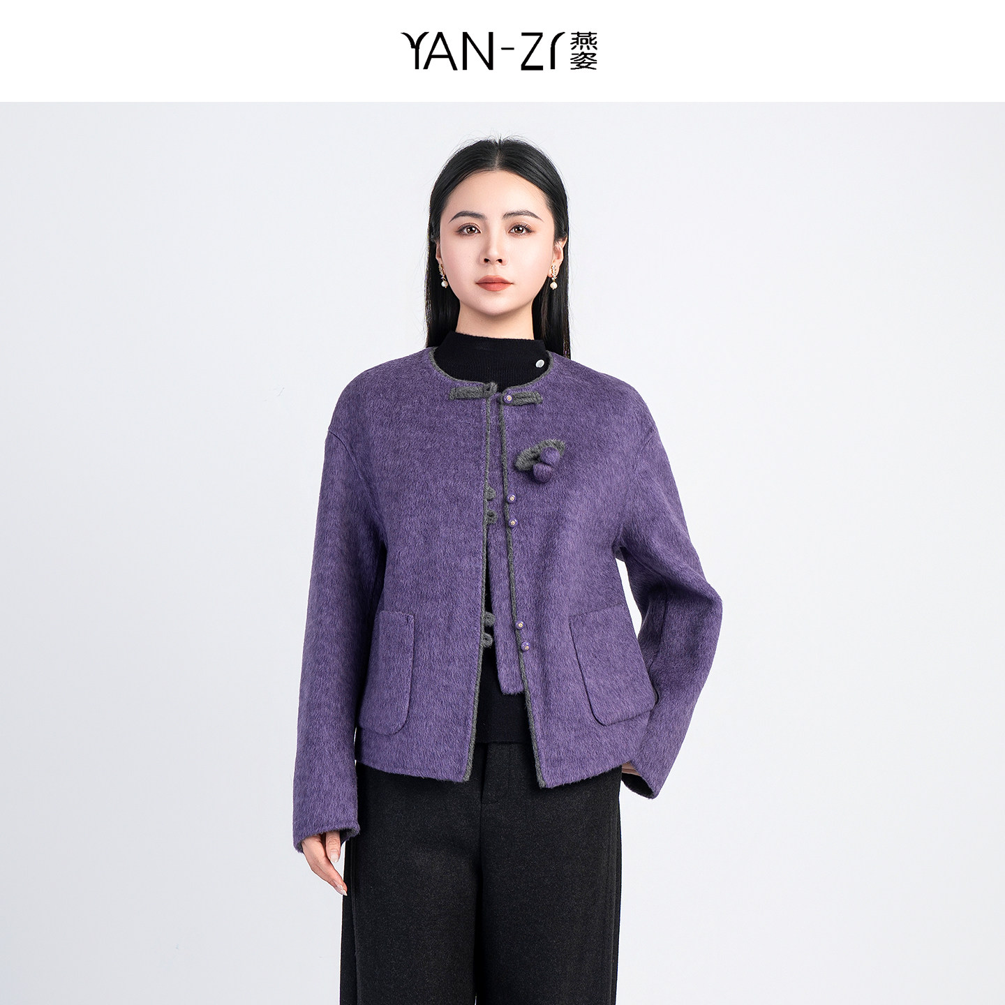 燕姿新中式双面呢短款女外套