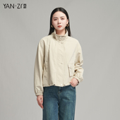 燕姿服饰春季 外套女商场同款 新款 百搭立领拉链纯色宽松休闲短款