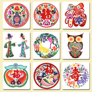 中国风蔚县特产彩色张窗花剪纸中英文翻译学生出国礼品送礼