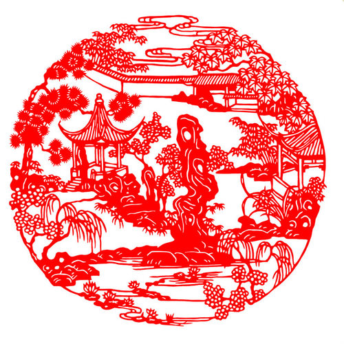 蔚县彩色手工剪纸窗花春节年画非遗工艺人物山水庭院系列出国礼品