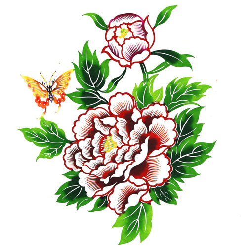 中国蔚县特色成品彩色手工剪纸窗