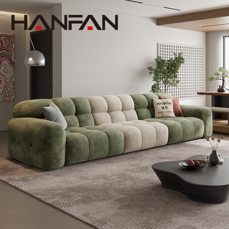 2026新款拼色中复古风防污猫抓磨砂麂皮绒布艺沙发客厅大小户沙发