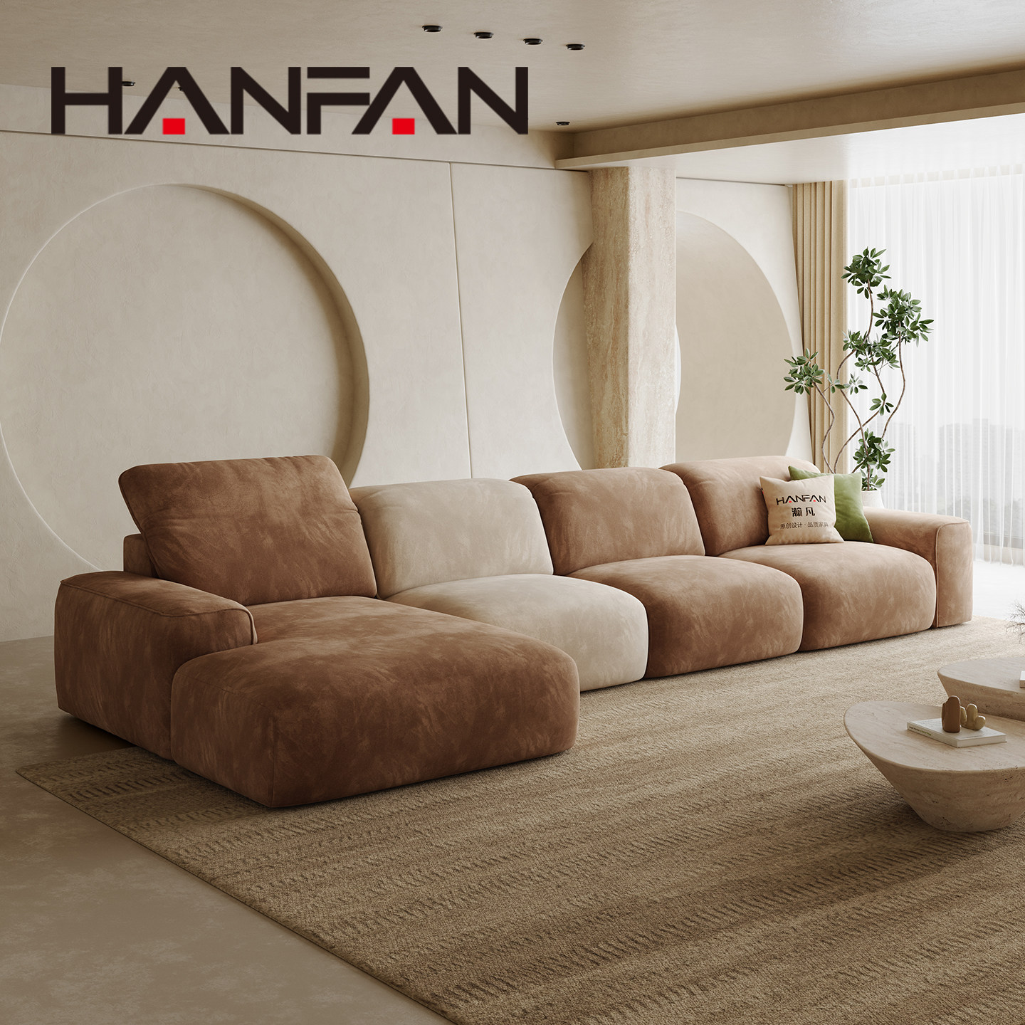 2025新款拼色奶油中古风布套全拆洗防猫抓客厅布艺沙发雪尼尔贵妃