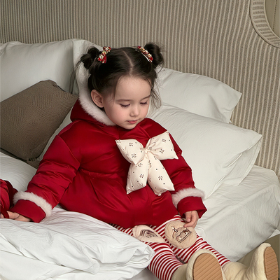 新年战袍女童加厚甜美羽绒服