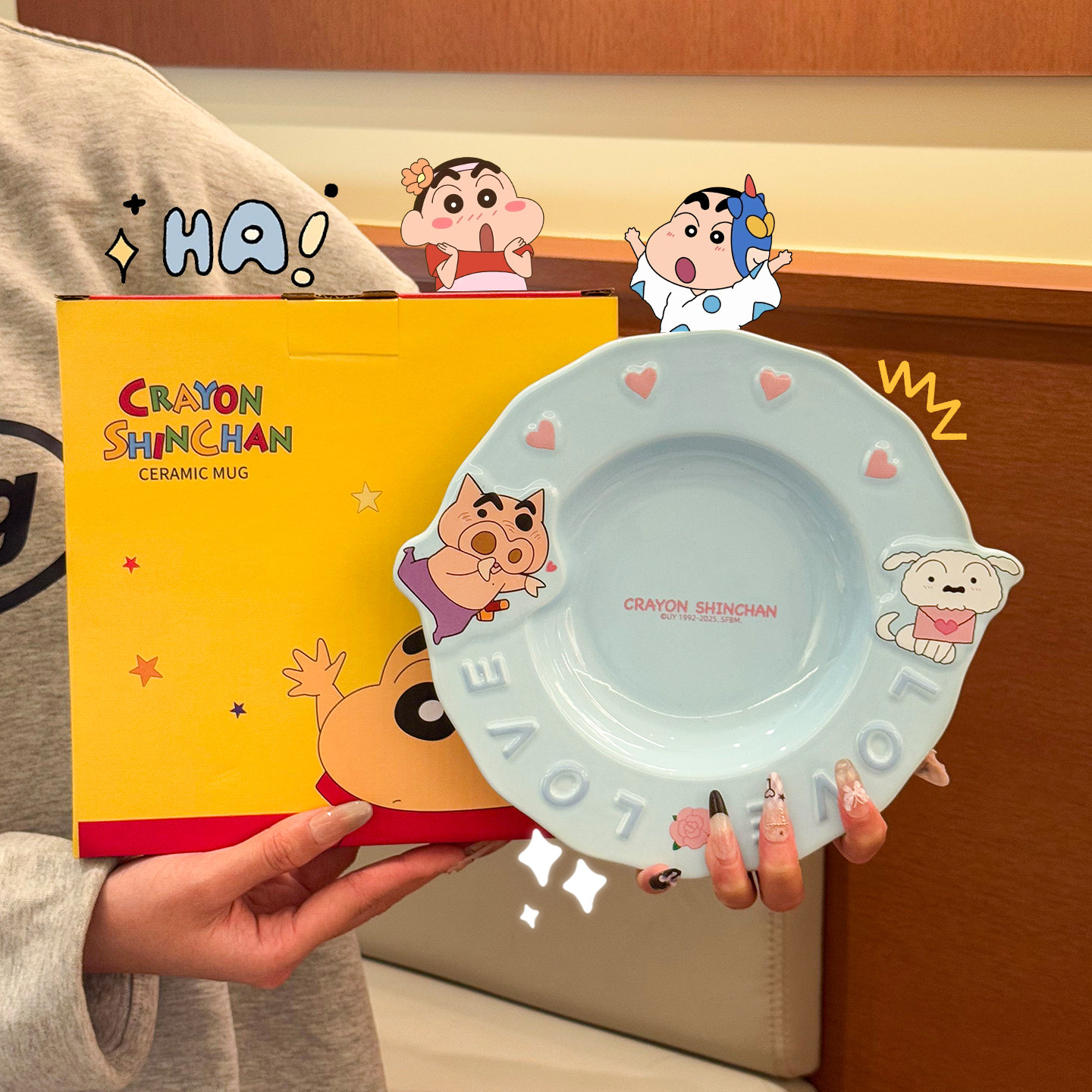 蜡笔小新陶瓷盘卡通家用儿童餐盘2026新款高颜值盘子可爱圆盘餐具,餐饮具,盘,淘宝优惠券,粉丝福利购,淘宝优惠卷