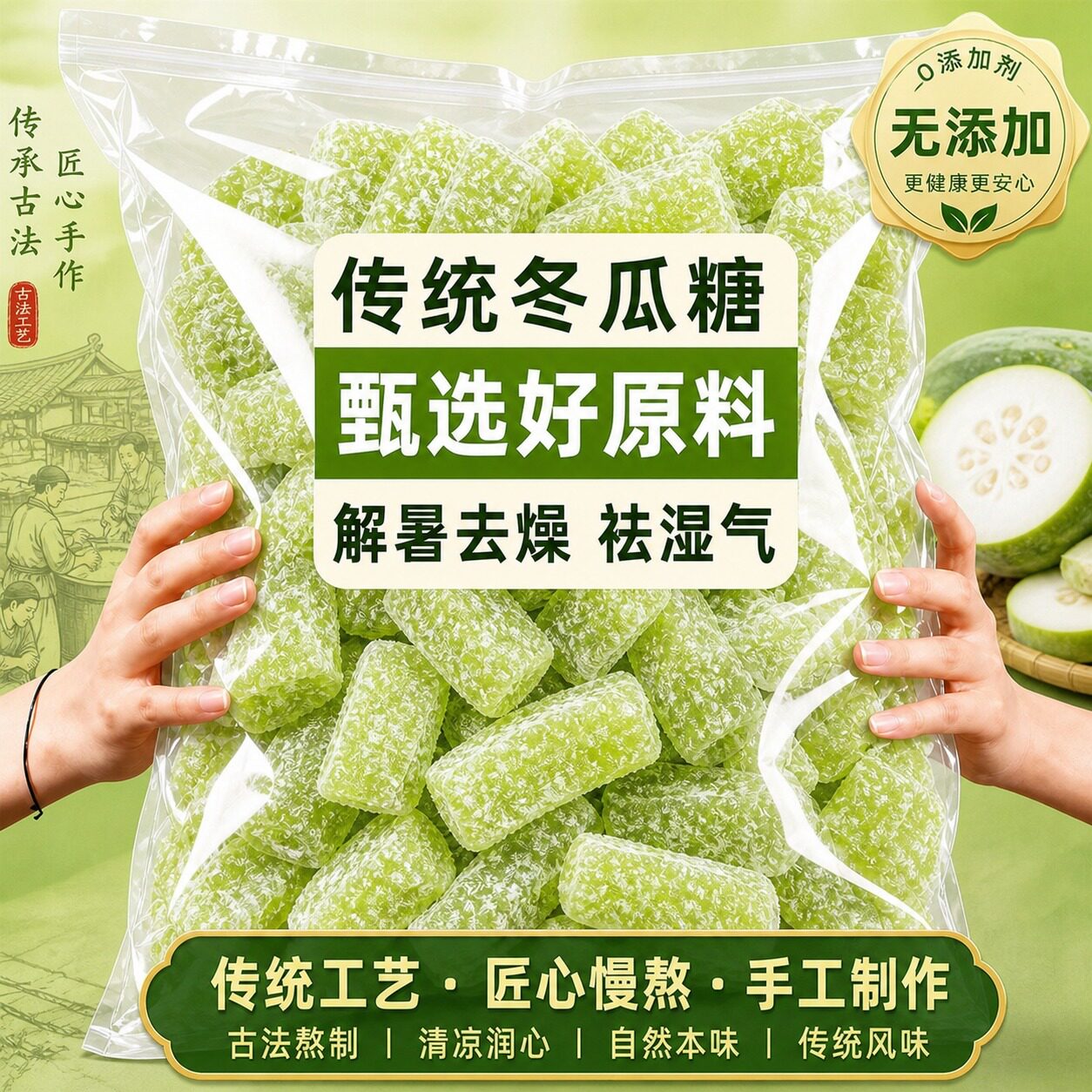 【高品质】正宗老式冬瓜糖条无添加剂蜜饯无糖怀旧零食官方旗舰店