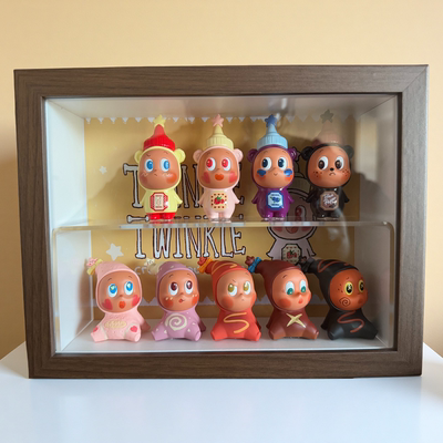 星星人随心配展示盒泡泡玛特盲盒萌粒场景收纳盒防尘展示立体相框