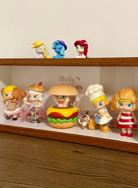 泡泡玛特molly面包脑袋盲盒展示盒手办收纳盒茉莉展示框防尘相框