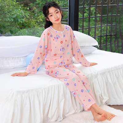 夏季女大童冰丝凉感家居服套装