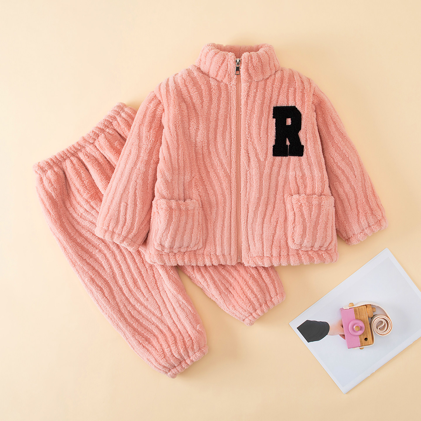 冬季儿童法兰绒睡衣男童女童宝宝珊瑚加绒加厚家居服亲子套装外穿