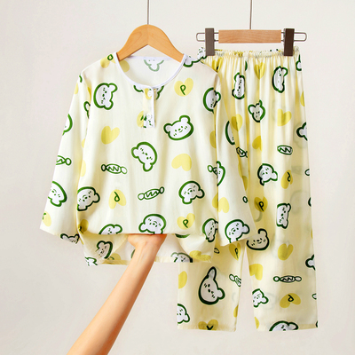 夏季儿童棉绸睡衣薄款空调服套装