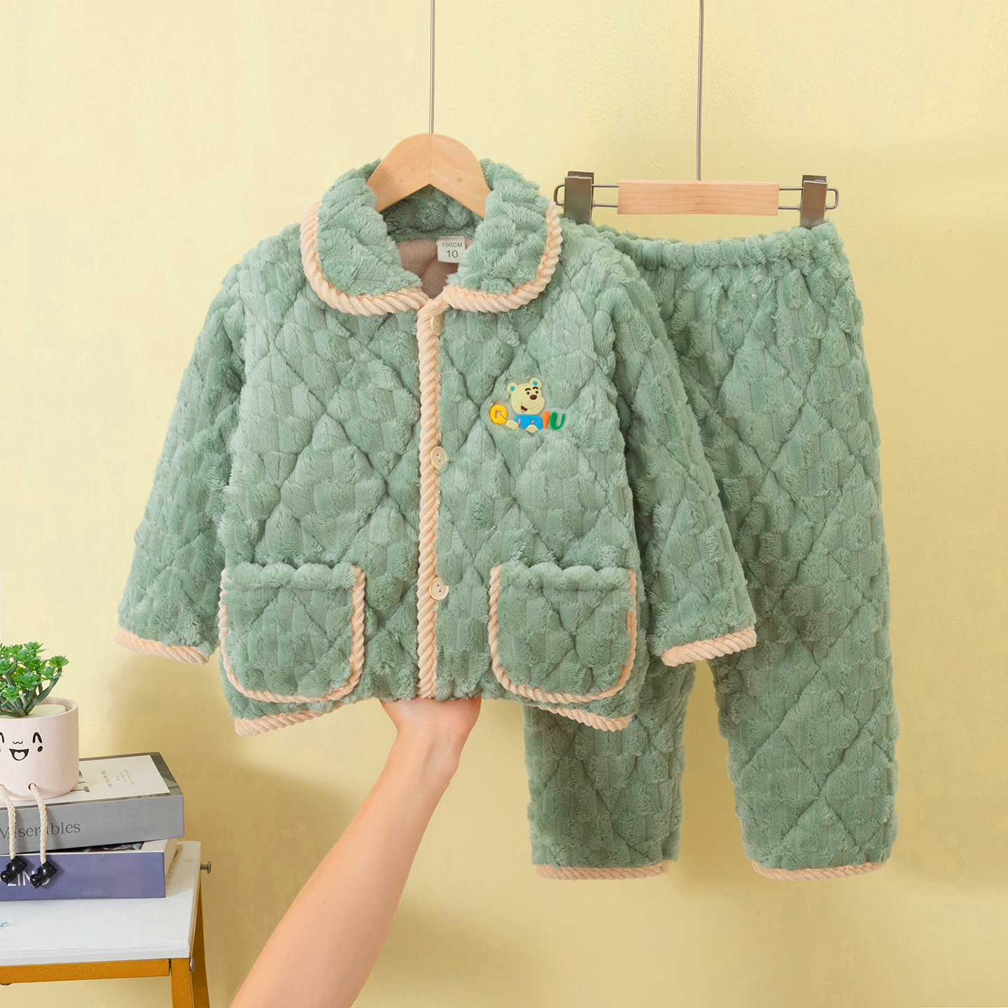 浜浜龙冬季儿童珊瑚加绒家居服