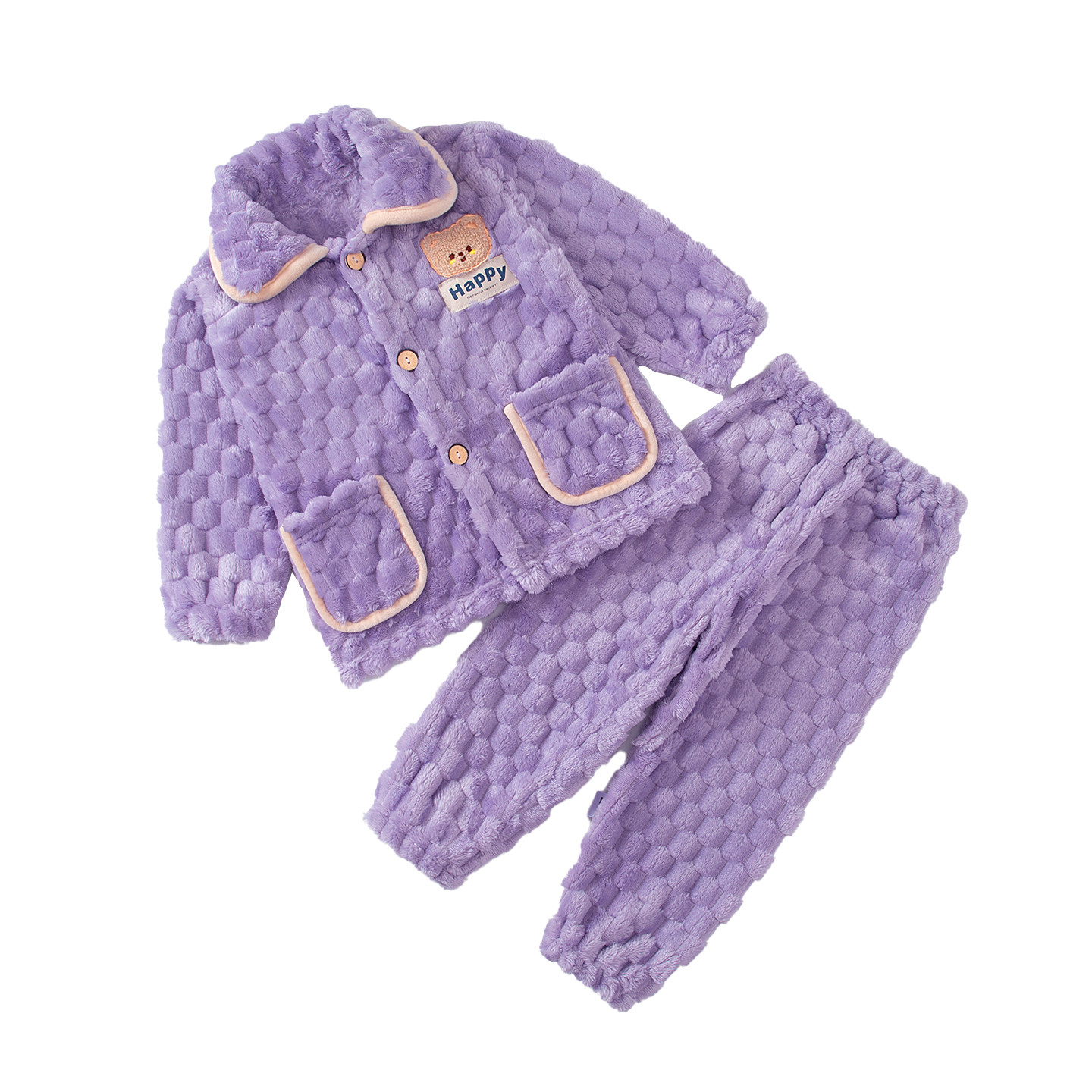 秋冬季儿童法兰绒睡衣男童女童加厚珊瑚绒男孩家居服母女亲子套装