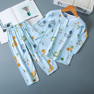夏季儿童绵绸长袖长裤睡衣套装