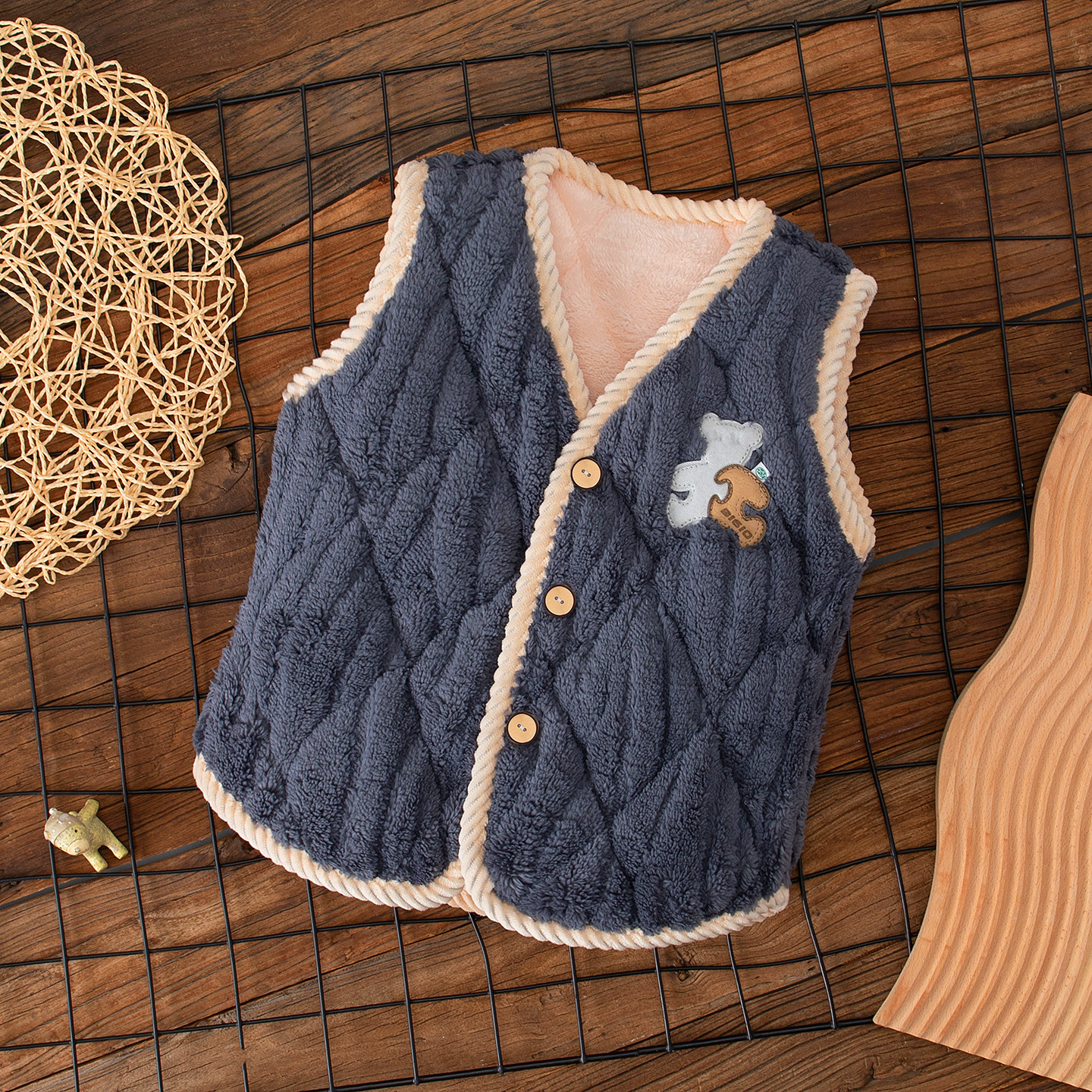 秋冬儿童马甲女童睡衣坎肩法兰绒宝宝男童珊瑚绒保暖背心夹棉上衣