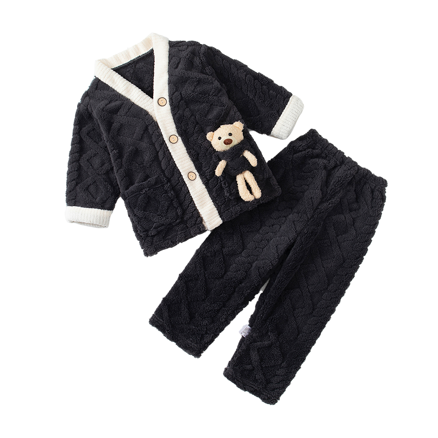 儿童法兰绒睡衣套装珊瑚绒家居服