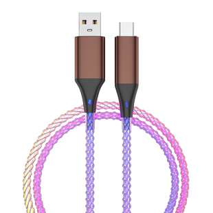 6A超级快充七彩发光数据线Typec安卓苹果充电线一拖三适用华为oppo小米vivo车载carplay三合一跑马氛围灯流光