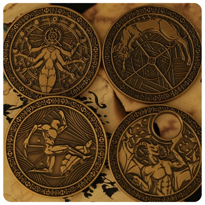 《物理学四大神兽》主题铜章 拉普拉斯兽 薛定谔的猫 芝诺的乌龟