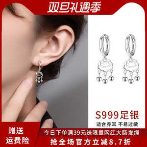 999纯银祥云平安锁耳圈女小众设计高级感耳环养耳洞耳钉秋冬耳饰