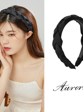 麻花辫高颅顶编织黑色发箍高级感法式复古女防滑宽发卡夏网红头箍