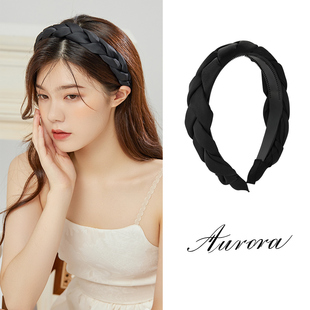 麻花辫高颅顶编织黑色发箍高级感法式复古女防滑宽发卡夏网红头箍