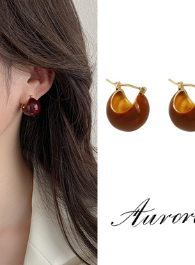 法式复古系圆形耳环女2024年新款潮春夏高级感耳扣小众设计感耳饰