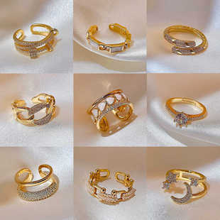 个性食指戒女高级感设计小众ins简约网红轻奢冷淡风锆石开口指环