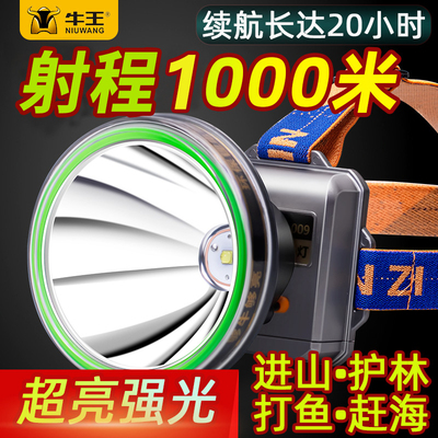 钓鱼头灯强光充电超亮头戴式手电筒超长续航白光矿灯黄光夜钓赶海