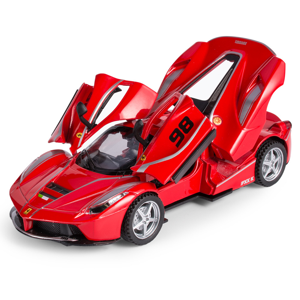 1:32仿真法拉利FXXK跑车模型儿童汽车玩具男孩合金回力声光车摆件
