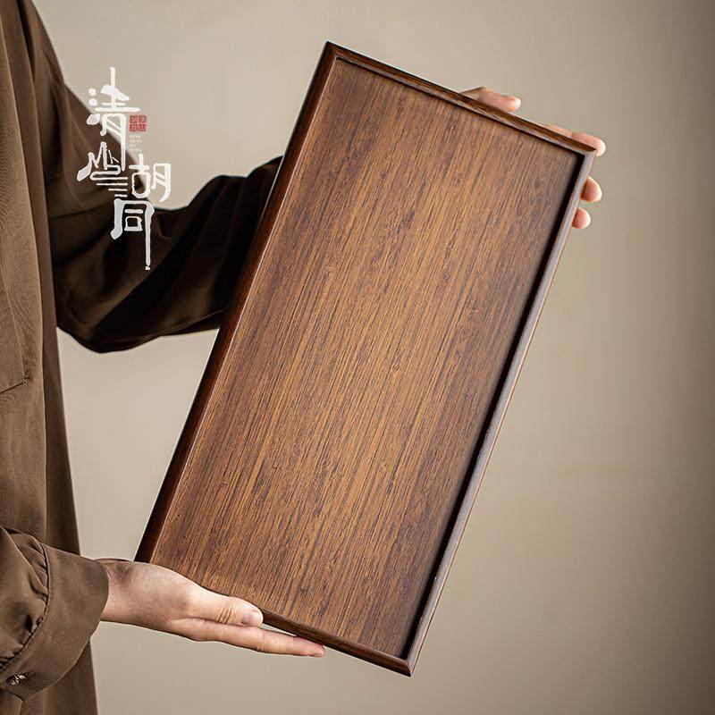 中式重竹长方形托盘胡桃色家用奉茶盘竹盘日式餐厅糕点茶点盘收纳