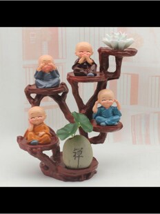 不说小和尚不看不想摆件大号物件不听居家艺术展示架店铺家中酒店