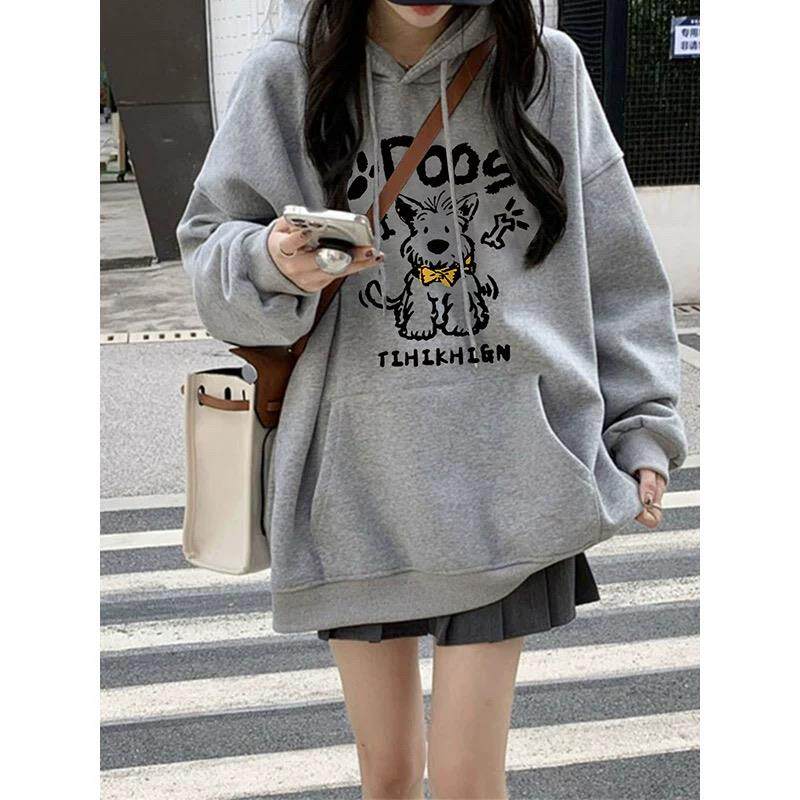 初秋穿搭连帽卫衣女2024春秋新款韩系慵懒风学生冬装加绒加厚外套