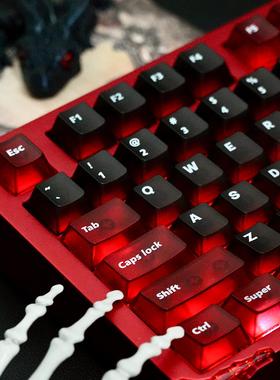 NORIIY骆砾黑红双拼雾透PC键帽机械键盘帽移印原厂高度透明120键