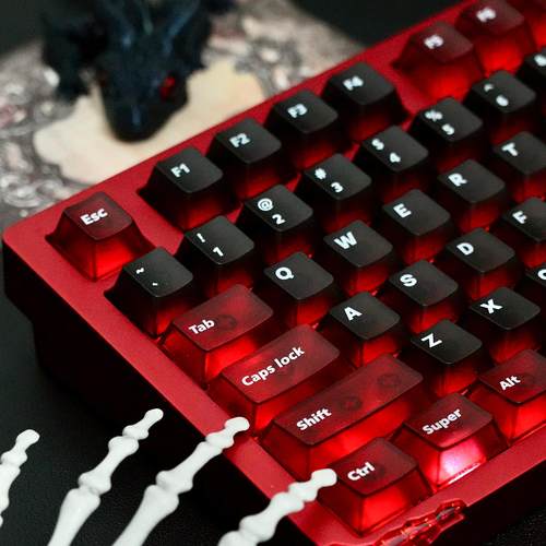 NORIIY骆砾黑红双拼雾透PC键帽机械键盘帽移印原厂高度透明120键