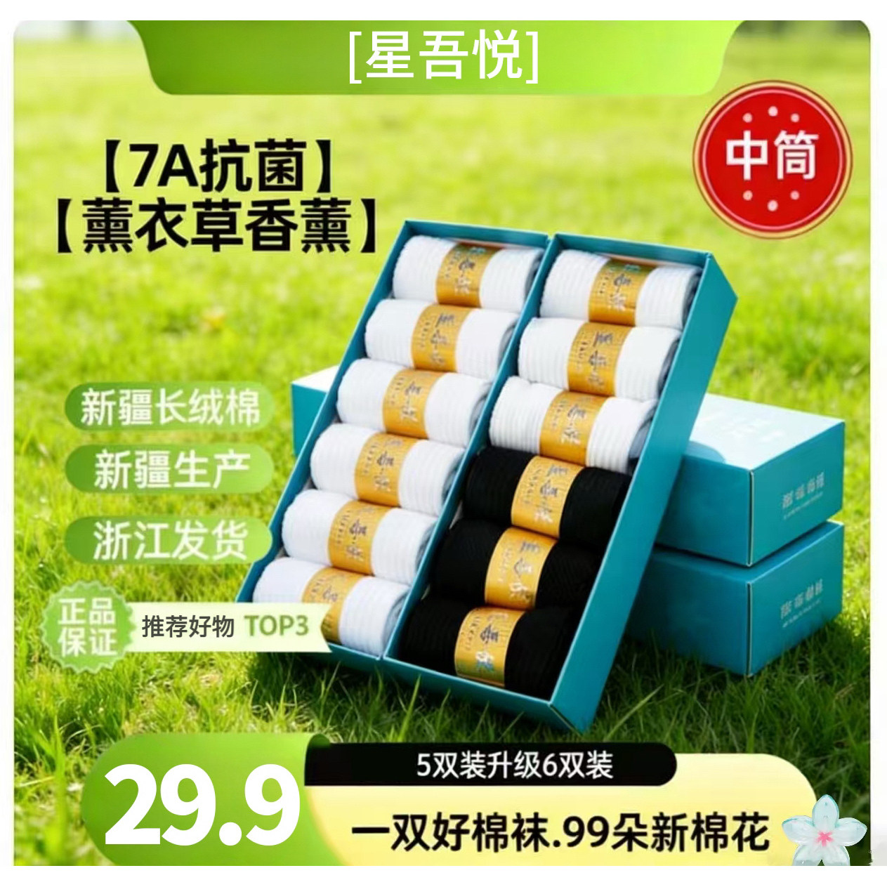 袜子男款防臭纯棉春夏短袜抗菌吸汗中筒100%夏季防脚臭薄香薰长袜