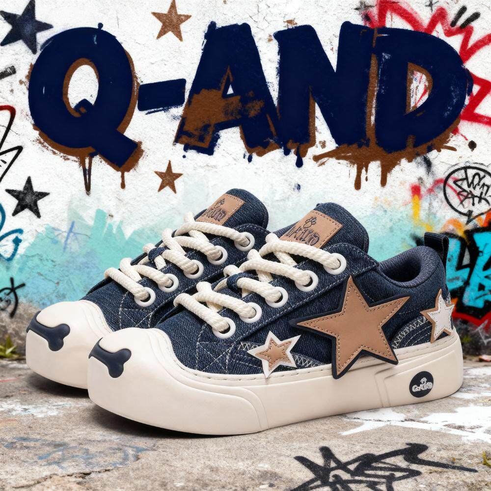 奇安达帆布鞋男款2025新款运动鞋厚底增高休闲板鞋小众百搭大头鞋