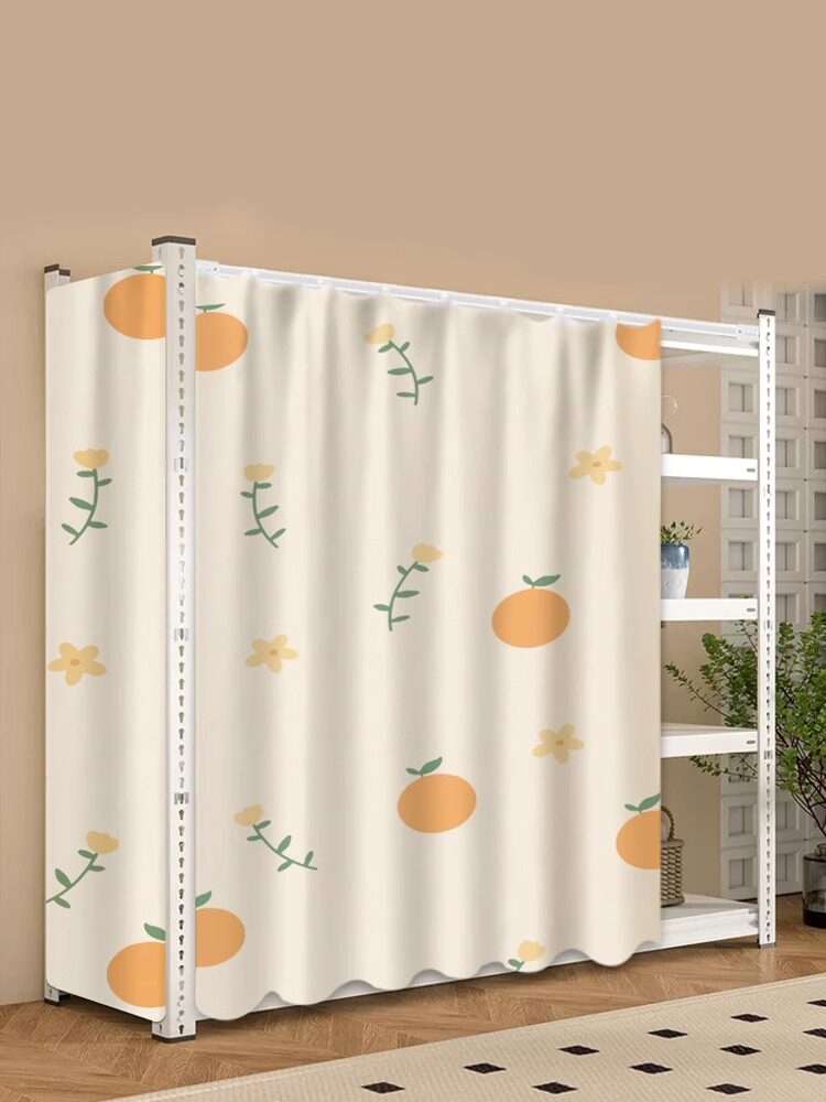 置物架遮挡帘货架布帘子遮挡杂物衣柜防尘挂帘遮丑帘免打孔橱柜帘