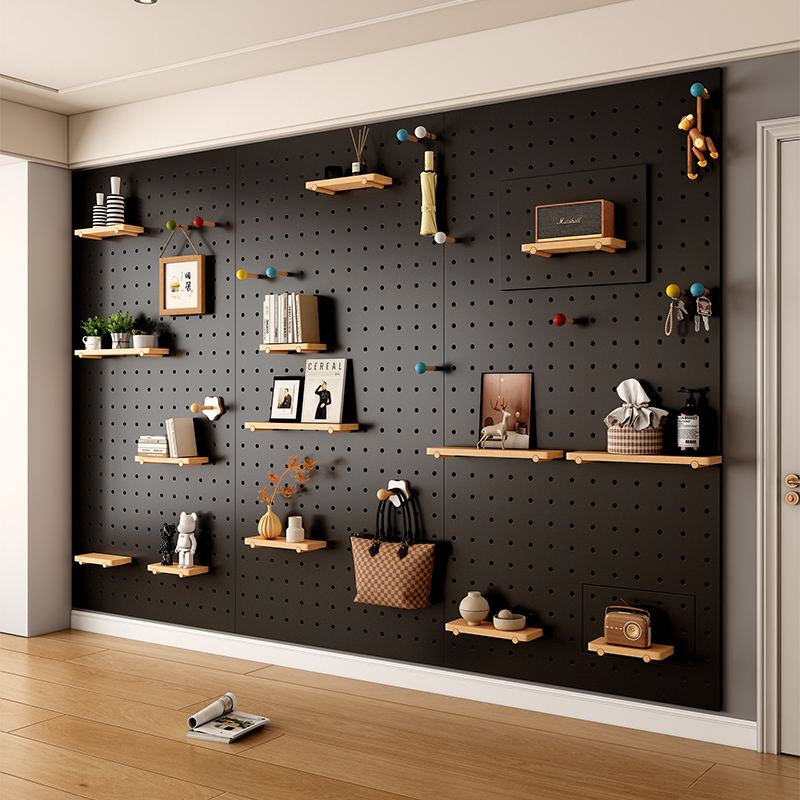 洞洞板置物架木质定制阳台花架花房露台墙面收纳展示架实木