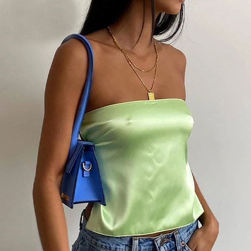 Solid Color One-Line Neck Slim Sling纯色一字领修身百搭小吊带