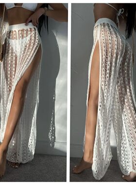 网格镂空开叉绑带半身裙Mesh hollowed out slit tied half skirt