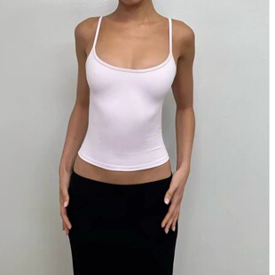 solid top露背套头无袖 color sleeveless 上衣 pullover Backless