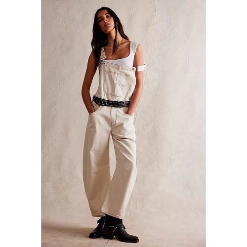 纯色口袋宽松长款背带裤 Solid color pocket loose  strap pants