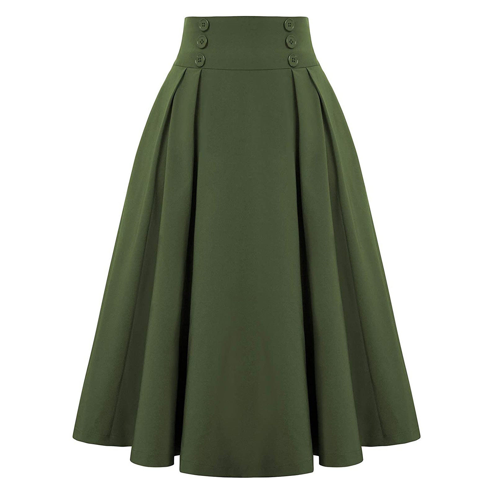 Women's solid color pleated long skirt纯色女休闲大摆百褶长裙