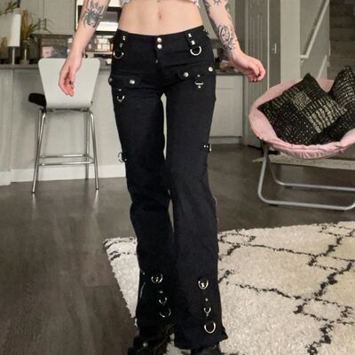 女士低腰拉链直筒工装裤不易变形
